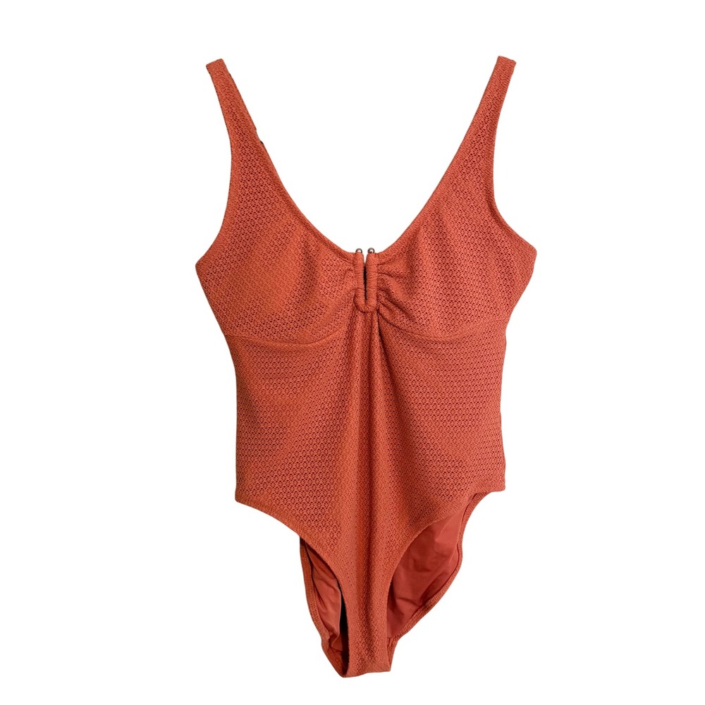 Old Navy Textured Eyelet One Piece Swimsuit Terracotta Orange Medium Boho Beach